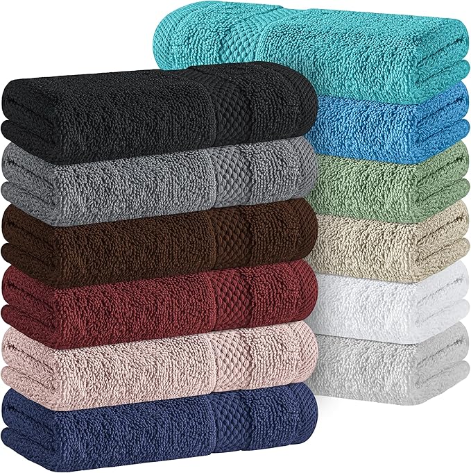 White Classic Luxury Cotton Washcloths 13x13 Inch