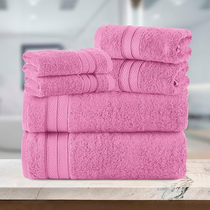 Elegant Comfort Luxury 6-Piece Towel Set, Premium Soft 100% Turkish Cotton