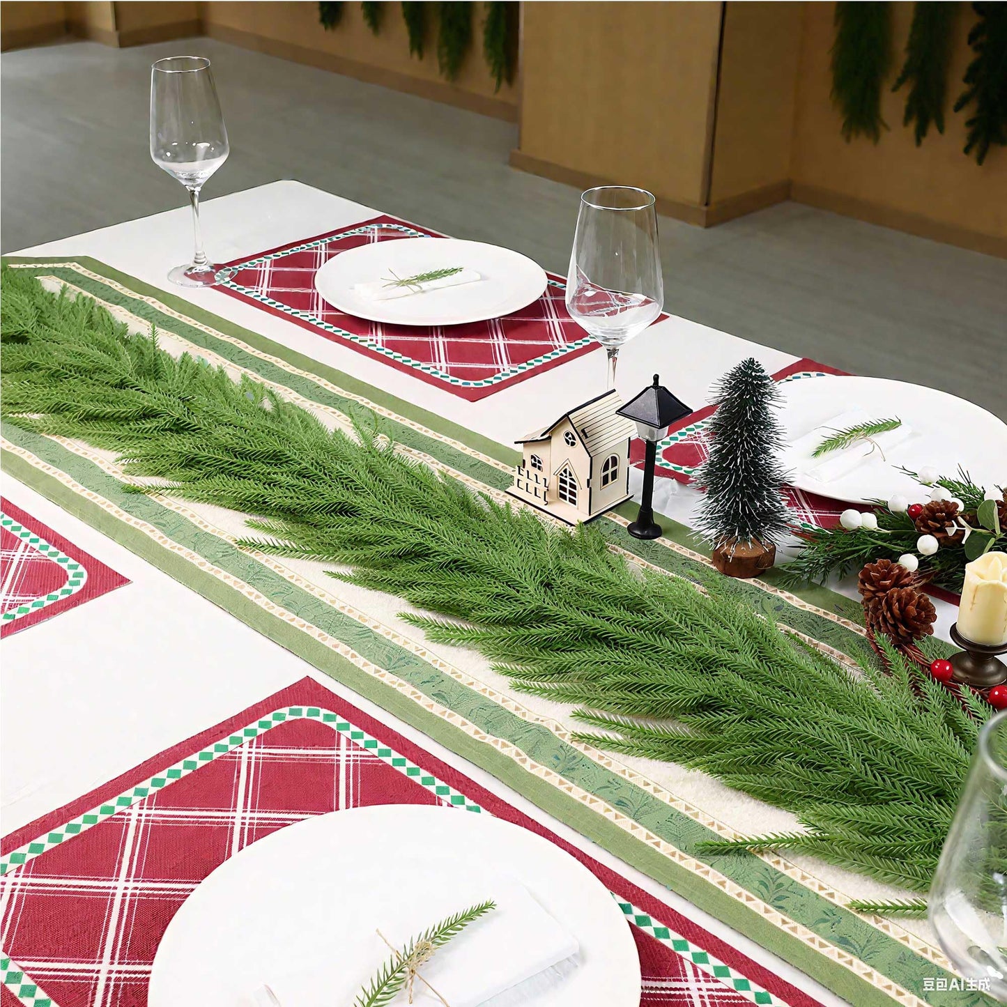 SUNWISHA Artificial Norfolk Pine Garland with Bells - 6FT Real Touch Christmas Greenery, Velvety-Soft Needles for Mantle, Tree & Indoor/Outdoor Holiday Decor