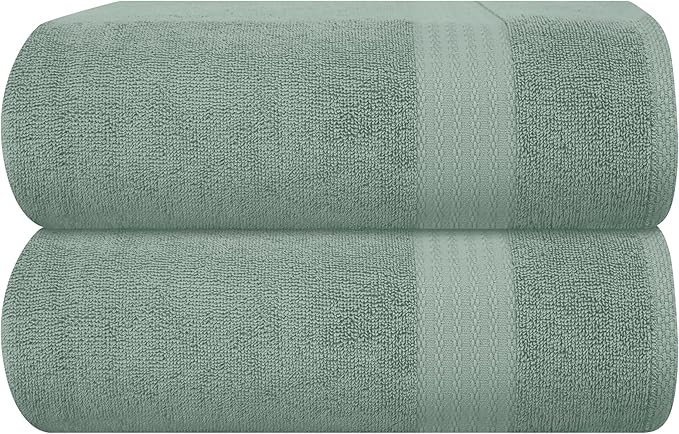 GLAMBURG Premium Cotton Oversized 2 Pack Bath Sheet 35x70-100% Pure Cotton