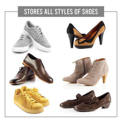 Under Bed Shoe Storage Organizer - TEAR-RESISTANT Heavy Duty 600D Material - Fits All Styles Men's and Women's Shoes, Up to 16 Pairs - Extra-Strong Zipper - Grey - Perfect for College Dorms