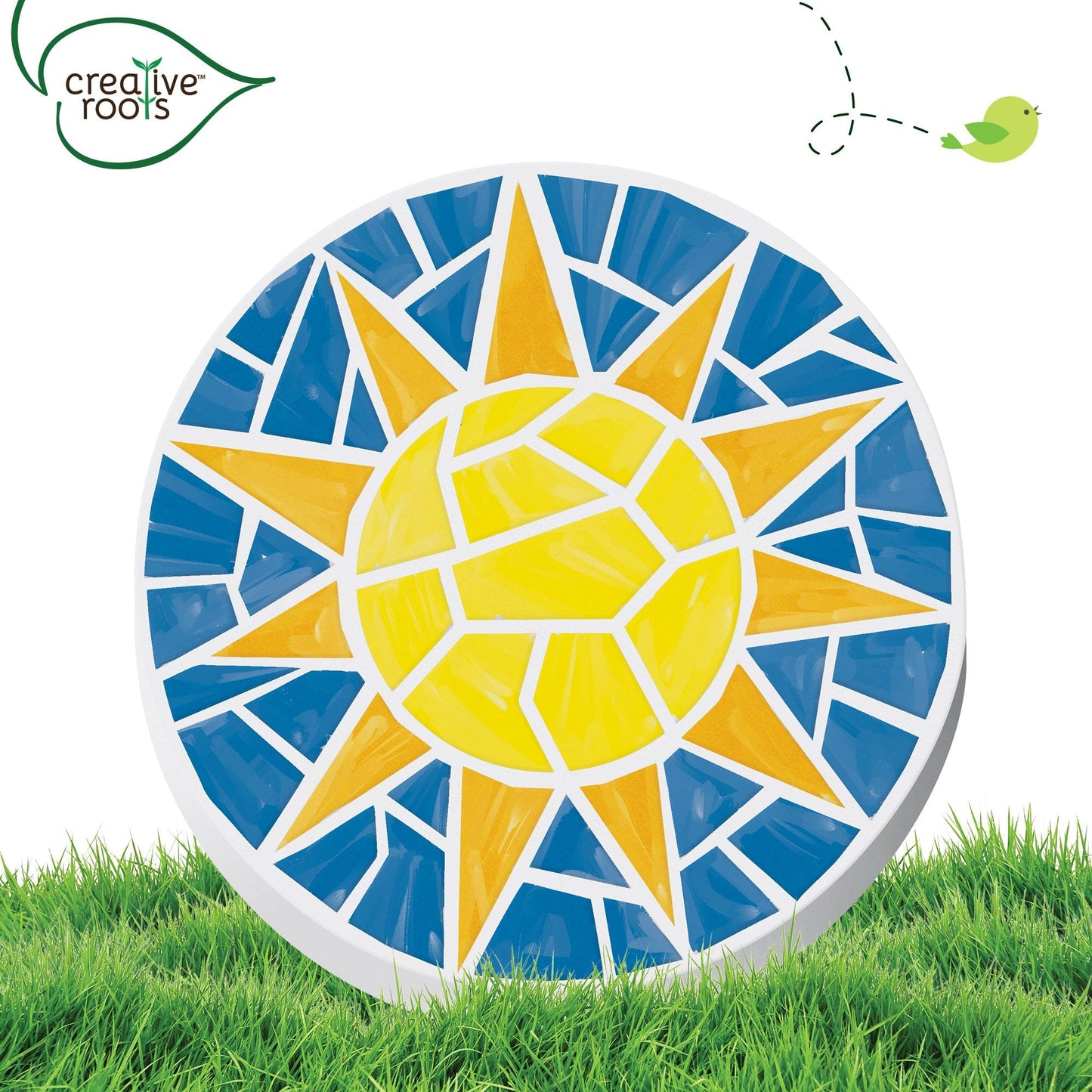 Creative Roots Mosaic Sun Stepping Stone Kit, Includes 7-Inch Ceramic Stepping Stone & 6 Vibrant Paints, DIY Garden Stone for Kids Ages 6+