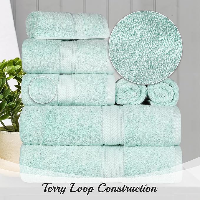 SUPERIOR Egyptian Cotton Pile Hand Towel Set of 4, Ultra Soft Luxury Towels