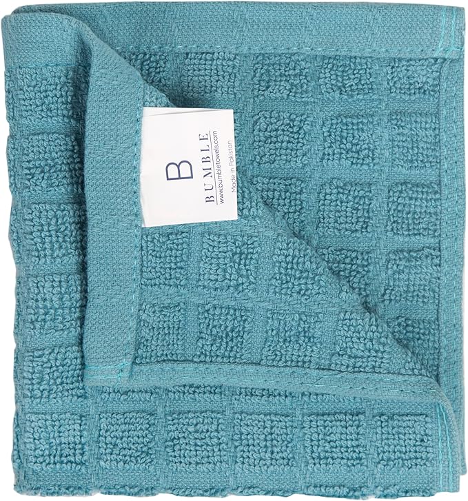Bumble Premium Cotton Dish Cloths 12" x 12"| Aqua Design | 405 GSM | Highly