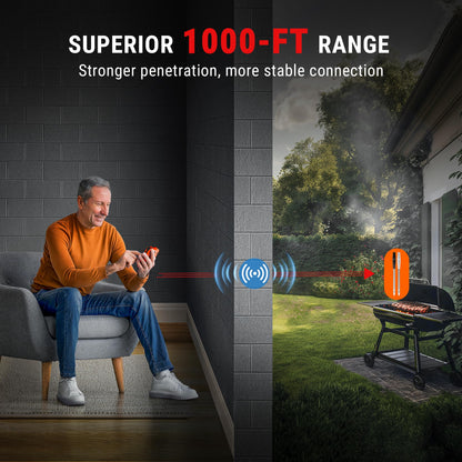 ThermoPro TempSpike 1000FT Wireless Meat Thermometer Digital with 2 Upgraded Ultra-Thin Probe, Kitchen Food Thermometer for Cooking/Turkey/Oven/Smoker/Rotisserie/Stove/BBQ Grill