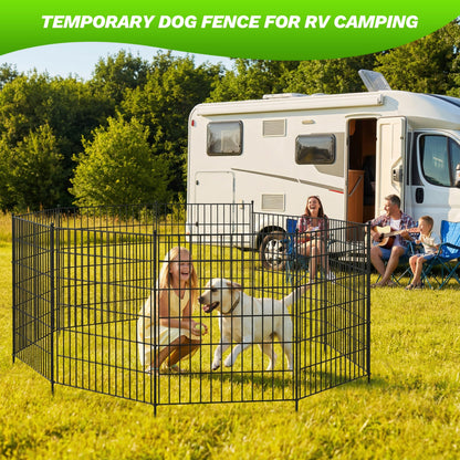 Toolterritary 10 Panels No Dig Garden Fence with Gate, 48in(H) x 25ft(L) Rustproof Metal Animal Barrier Fence, Outdoor Decorative Yard Fencing with Ground Stakes for Dogs, Rabbits, Patio