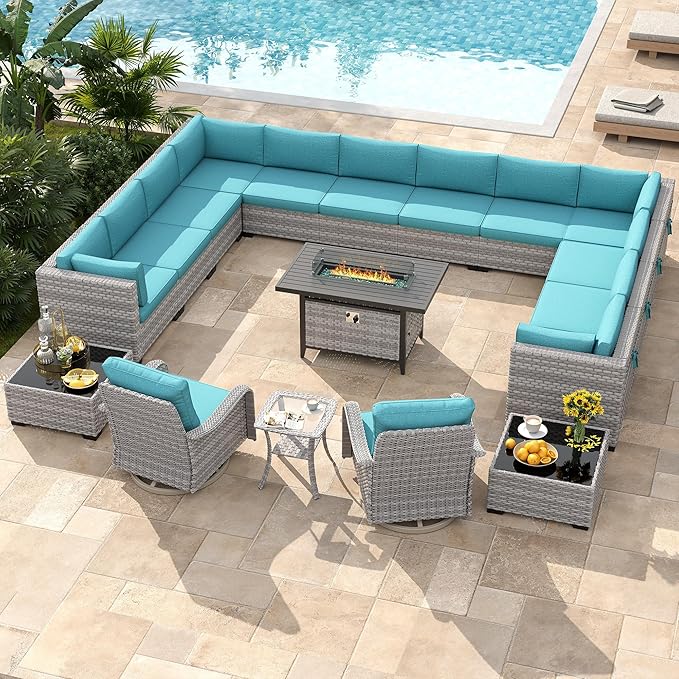 14-Seat Outdoor Wicker Patio Furniture Set