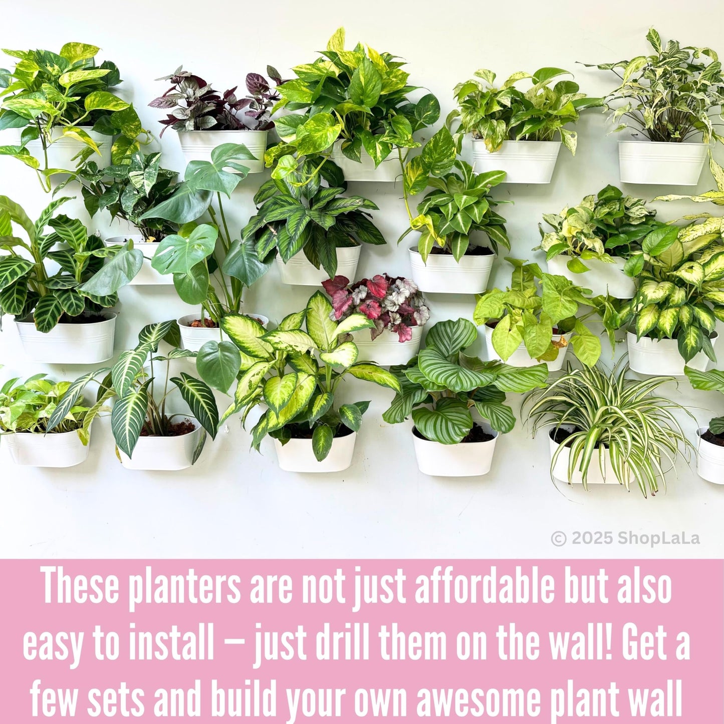LaLaGreen Rail Planter Outdoor Plants (10 Pack, 11.8 Inch) White Metal Iron Hanging Flower Pots Deck Railings Fence Buckets Countryside Boho Style Wall Mount Window Box Plant Holder Hooks Porch Decor