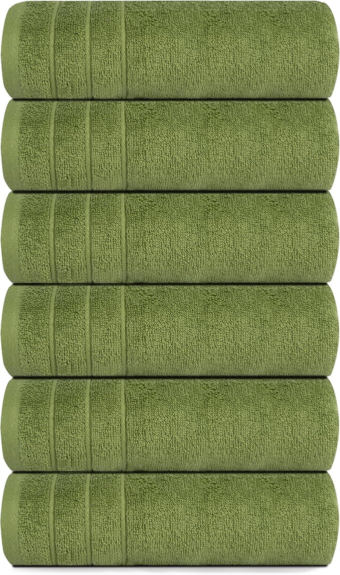 Tens Towels Pack of 6 Hand Towels, 100% Cotton, Lighter Weight, Quick to Dry