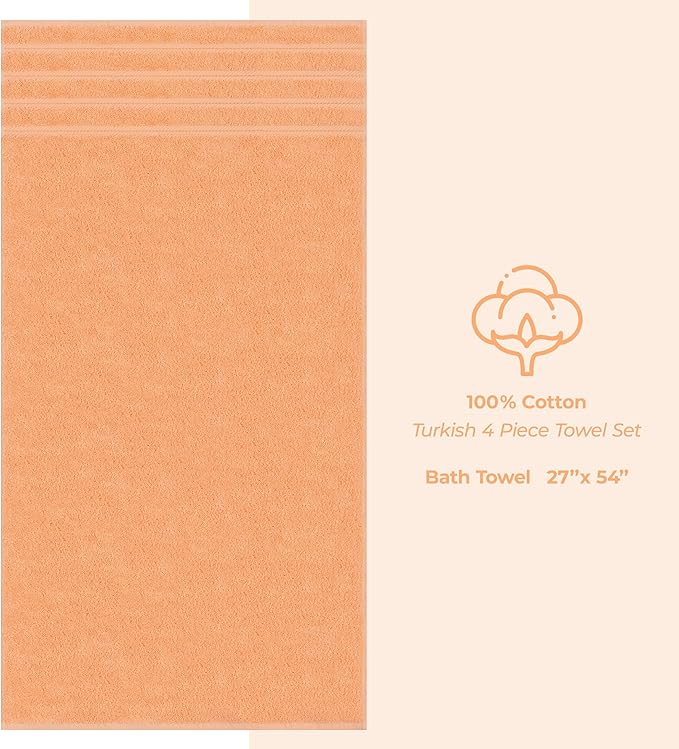 American Soft Linen Luxury 4 Piece Bath Towel Set, 600 GSM 100% Cotton Turkish