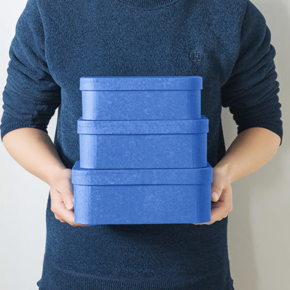 Soul & Lane Set of 3 Textured Royal Blue Boxes with Rounded Edges, Nesting Decorative Cardboard Boxes with Lids, Large Paperboard Storage for Organizing, Keepsakes, Gifts