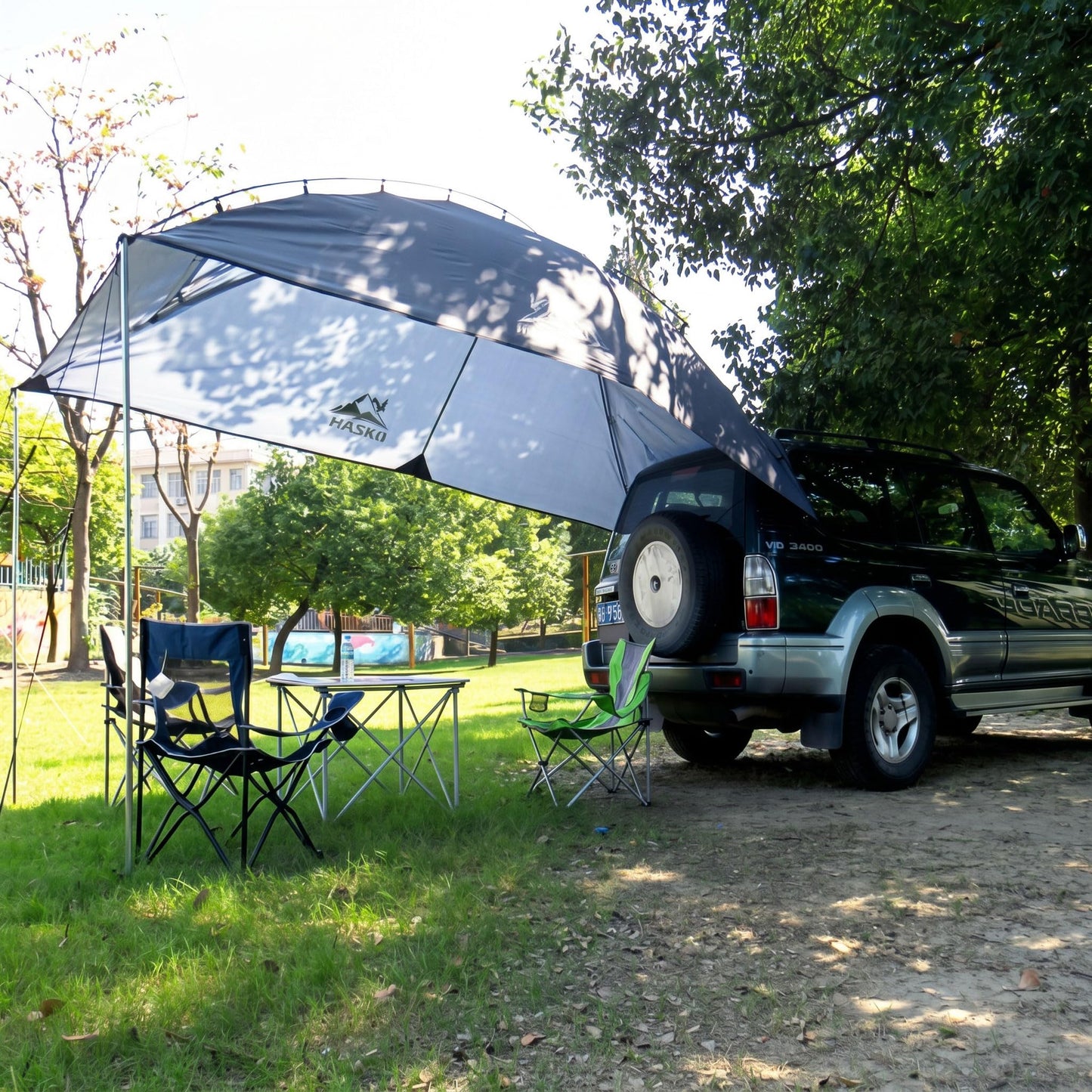 Versatility Camping Tent for Truck Bed,SUV RVing, Van,Trailer and Overlanding Portable Teardrop Awning Canopy Tear Resistant Tarp with 2 Sandbag