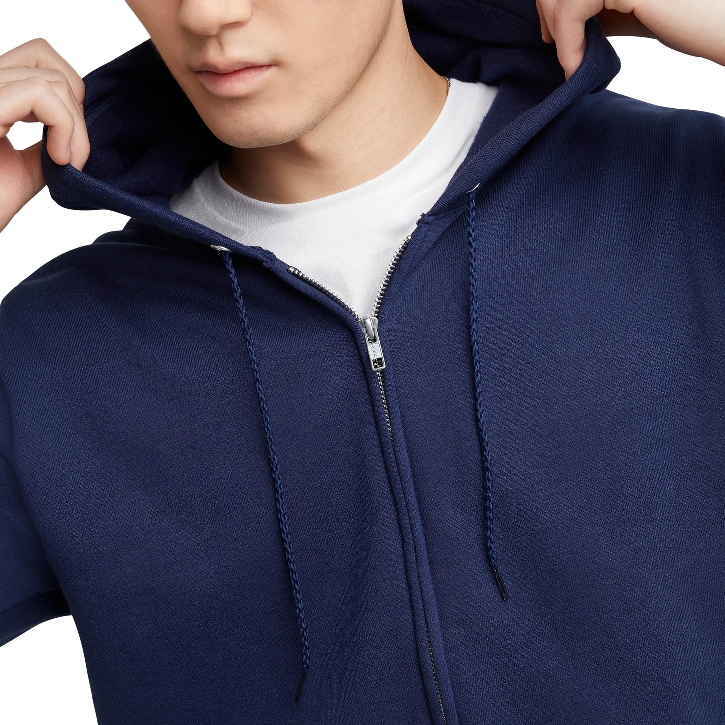 Hanes Mens Hoodie, Ecosmart Fleece Full-zip Zip-up Hooded Sweatshirt For Athletic-hoodies, Navy, Medium US