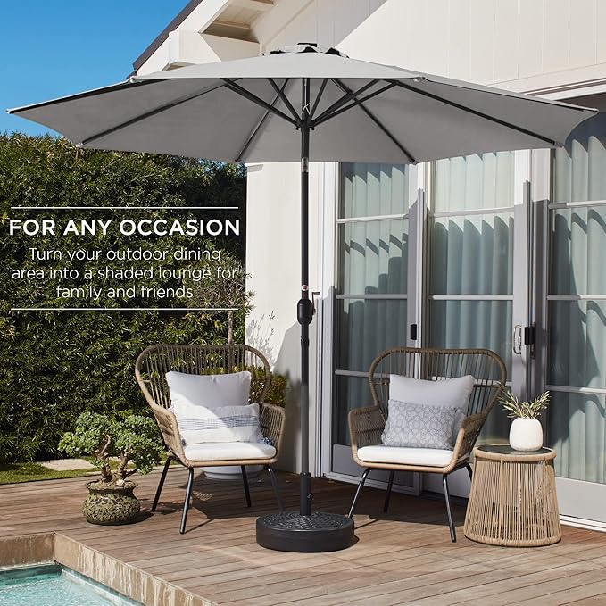 Best Choice Products 10ft Outdoor Table Compatible Steel Polyester Market Patio Umbrella w/Crank and Easy Push Button Tilt
