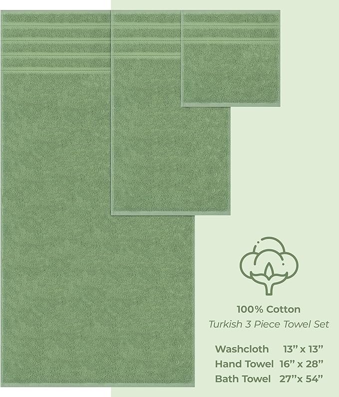 American Soft Linen Premium 3 Piece Towel Set, 1 Bath Towel 1 Hand Towel 1