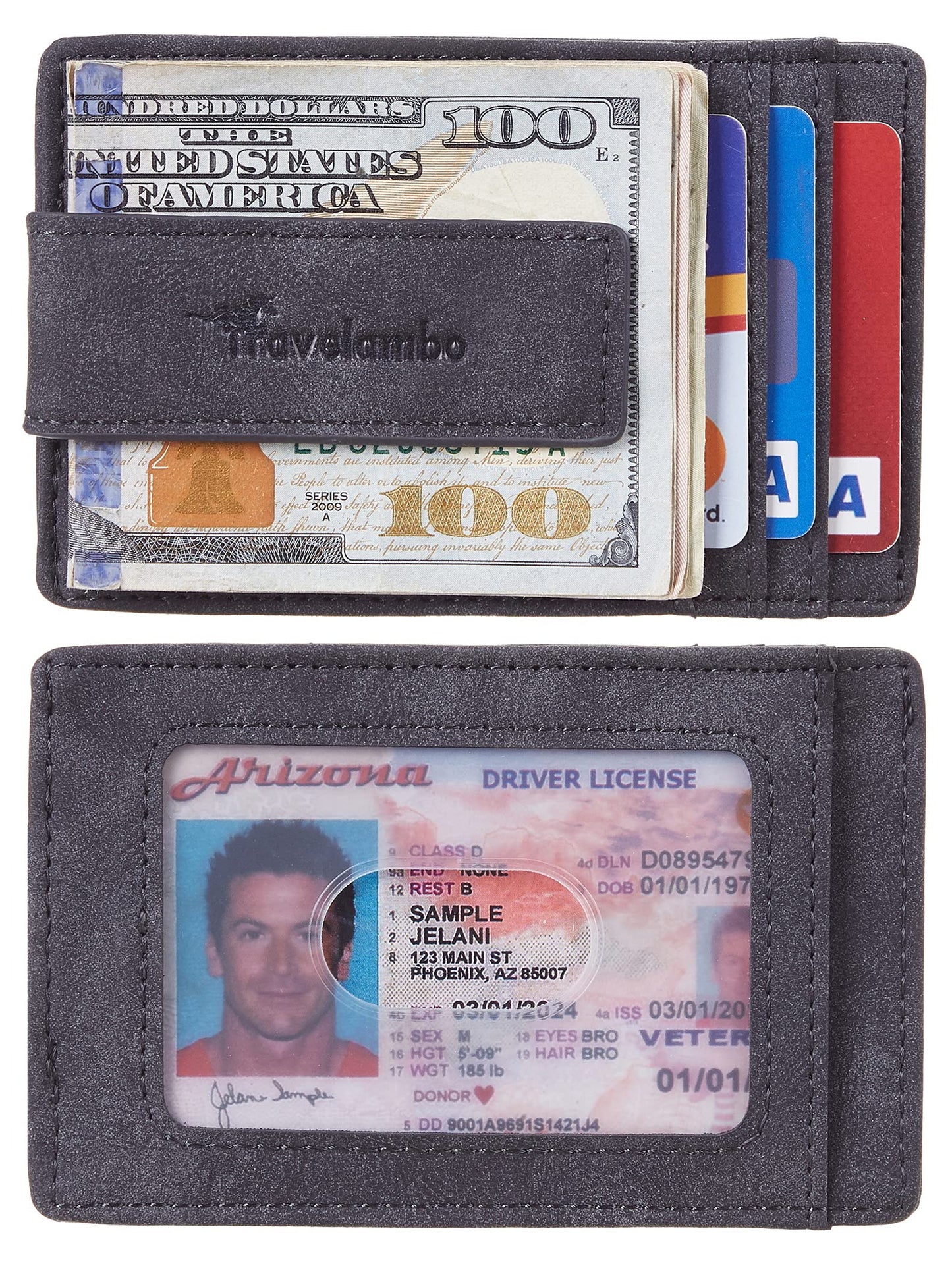 Travelambo Money Clip for Men Magnetic Front Pocket Wallet Slim Wallet Minimalist Card Holder RFID Blocking (Deep Grey)