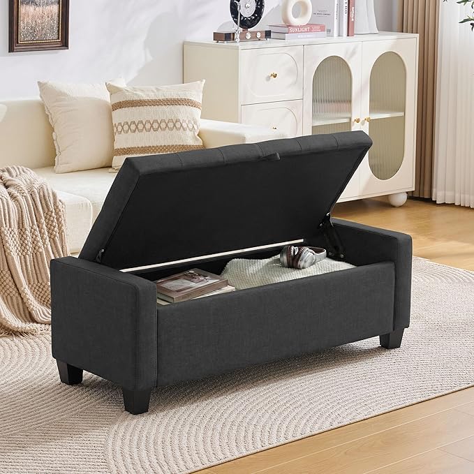 Huatean Home 43" Ottoman with Storage, Storage Ottoman Bench with Safety Hinge