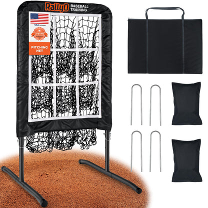 Pitching Net, 9 Hole Baseball & Softball Pitching Net with Strike Zone, Adjustable Pitching Target with 9 Pocket Design, Portable（Training Net）
