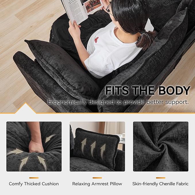 147'' Modualr Sectional Cloud Deep Seat Couch, Oversized Chenille U Shaped