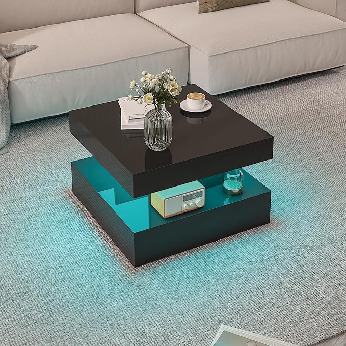 HedoAjim Small Black Led Coffee Table