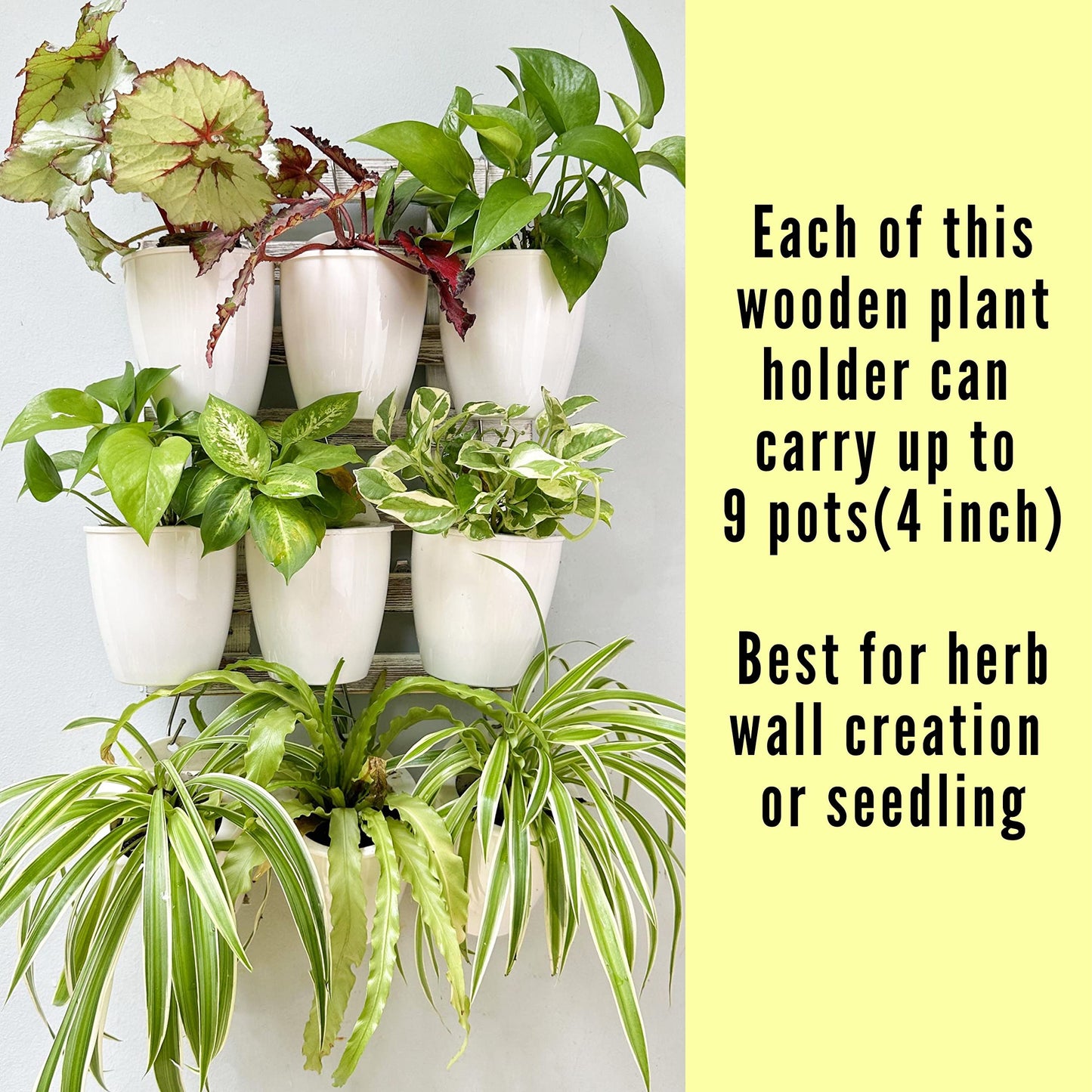 ShopLaLa Wooden Wall Planters - 2 Pack Wall Hanging Planters for Indoor Plants, White Rustic Wood Wall Mounted Flower Pot Holder Vertical Succulent Orchid Airplant Frame Display 15.7" (40cm)