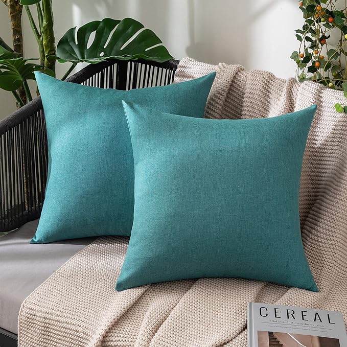 MIULEE Pack of 2 Decorative Outdoor Solid Waterproof Throw Pillow Covers Euro