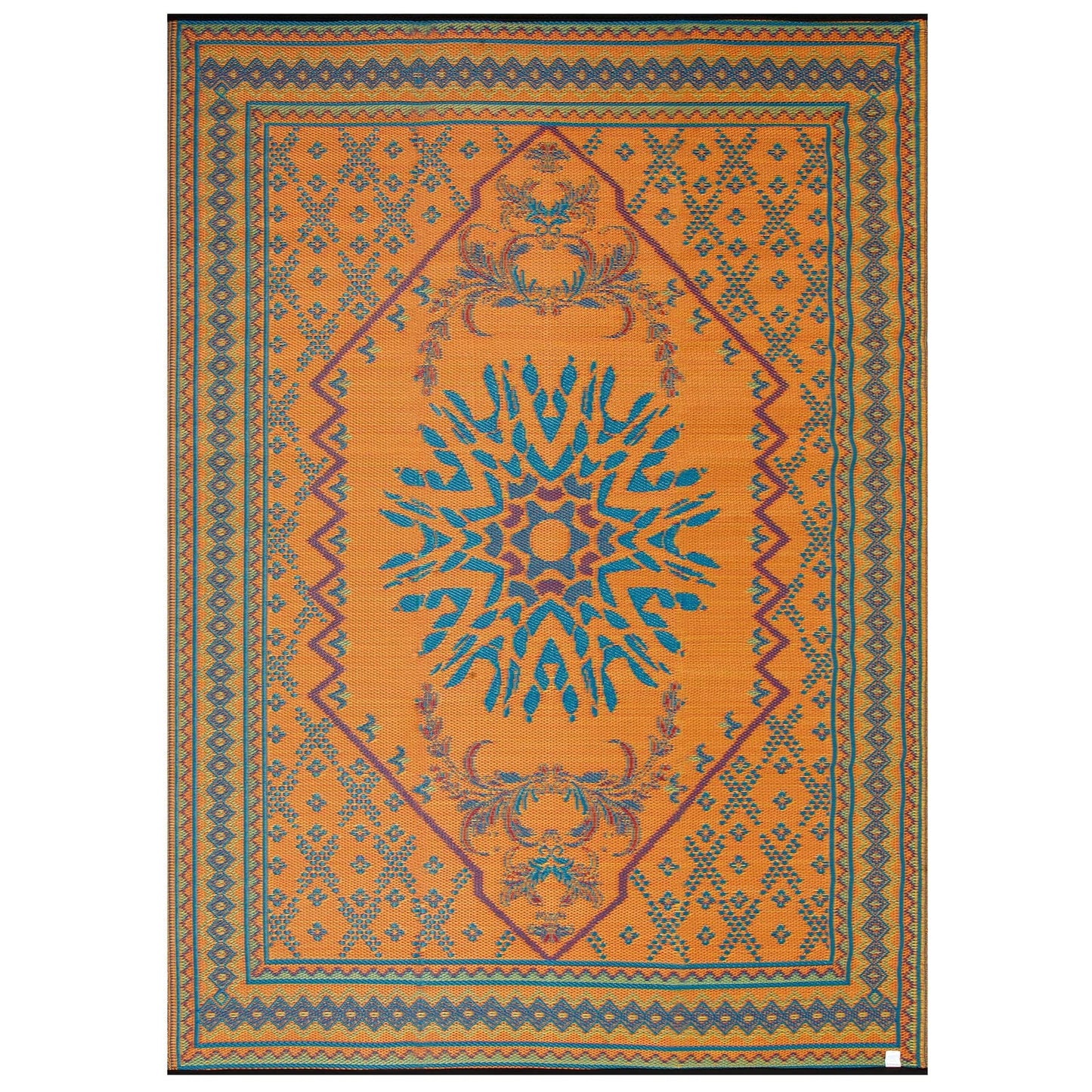 Santex Outdoor/Indoor Plastic Straw Rugs Waterproof Portable Mat Easy to Clean Outdoor Patio Mat, Perfect for Garden, Patio, Picnic, Decking (Orange,9x12 Feet)