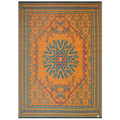 Santex Outdoor/Indoor Plastic Straw Rugs Waterproof Portable Mat Easy to Clean Outdoor Patio Mat, Perfect for Garden, Patio, Picnic, Decking (Orange,9x12 Feet)