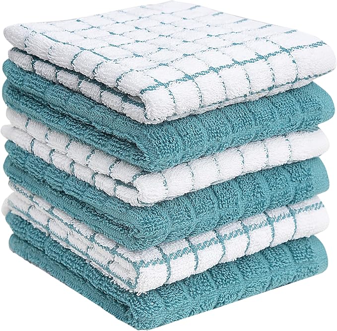 Bumble Premium Cotton Dish Cloths 12" x 12"| Aqua Design | 405 GSM | Highly