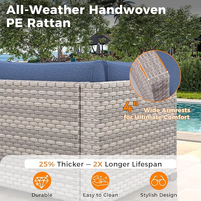 14-Seat Outdoor Wicker Patio Furniture Set