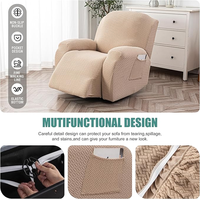 Genina Recliner Chair Cover, Stretch Reclining Chair Covers, Recliner Sofa