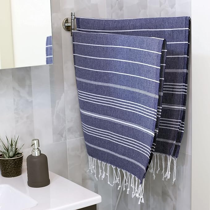 Clotho 4 Pack Navy Blue Turkish Hand Towels