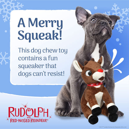 Rudolph The Red-Nosed Reindeer Toys for Dogs - 9" Plush Rudolph Squeaker Dog Toy, Chew Dog Toys - Holiday Toys for Pets, Christmas Dog Toys, Rudolph Dog Toy, Dog Toys for Christmas