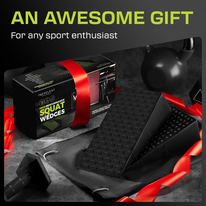 Squat Wedge Block Pair - Non Slip Squat Wedges & Ramp for Exercise, Home Gym, Weight Lifting & Yoga - Calf Stretcher Slant Board to Elevate Heels, Improve Ankle Mobility, Backpack Included for Storage