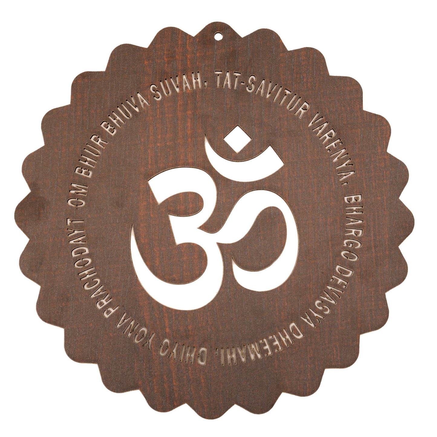 Tarini Gallery Om Wooden Design Handcrafted Sculpture Wall Hanging Decorative Showpiece for Home Office Temple Yoga Meditation Décor and Gifting (Dark Brown Om)