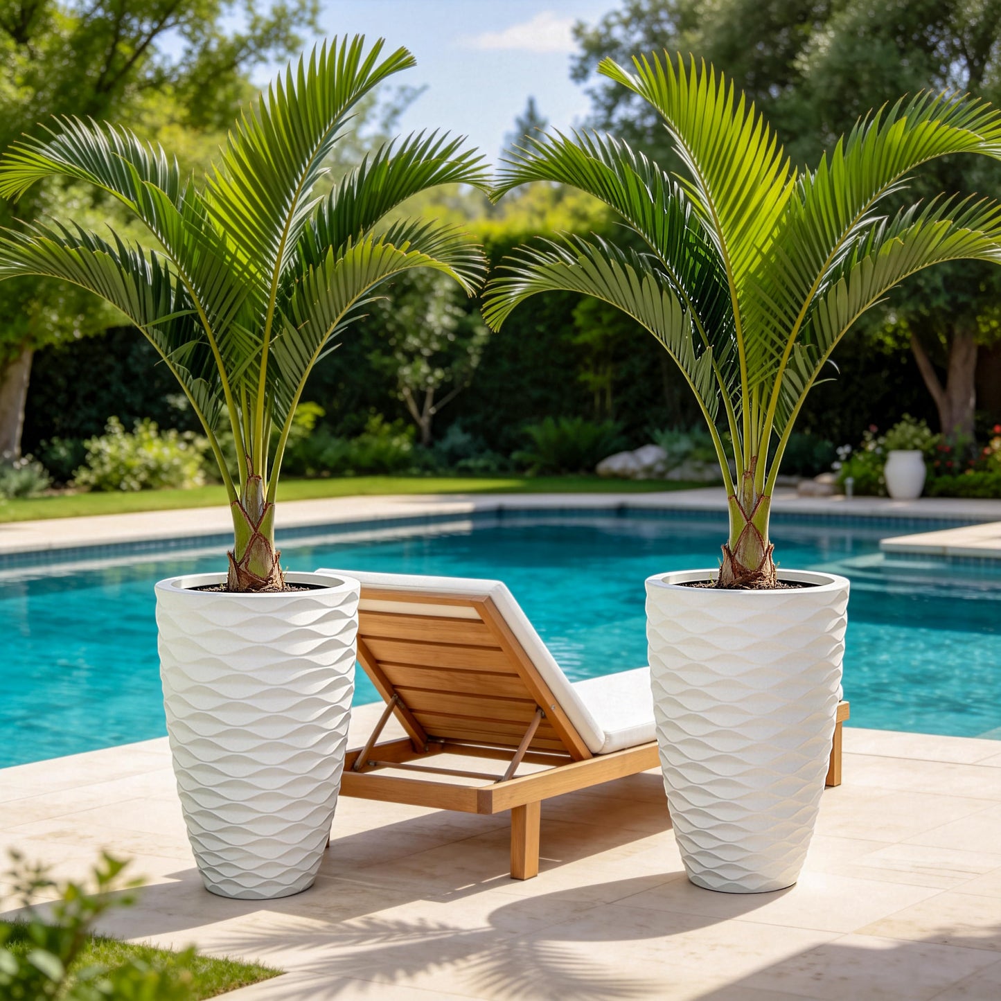 Ultym 19" Nordic Wavy Tall Outdoor Planters, Set of 2 Ultra Durable Resin Large Flower with Drainage Holes, Weather-Resistant Outdoor Planters for Garden Patio Porch Balcony Living Room Office Decor