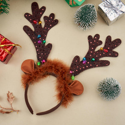 JOYIN Christmas 2PCS Light Up Cute Reindeer Headband Adult Kids Party Favor Supplies, Xmas Accessories for Christmas Holiday Parties, Annual Holiday, Photos Booth