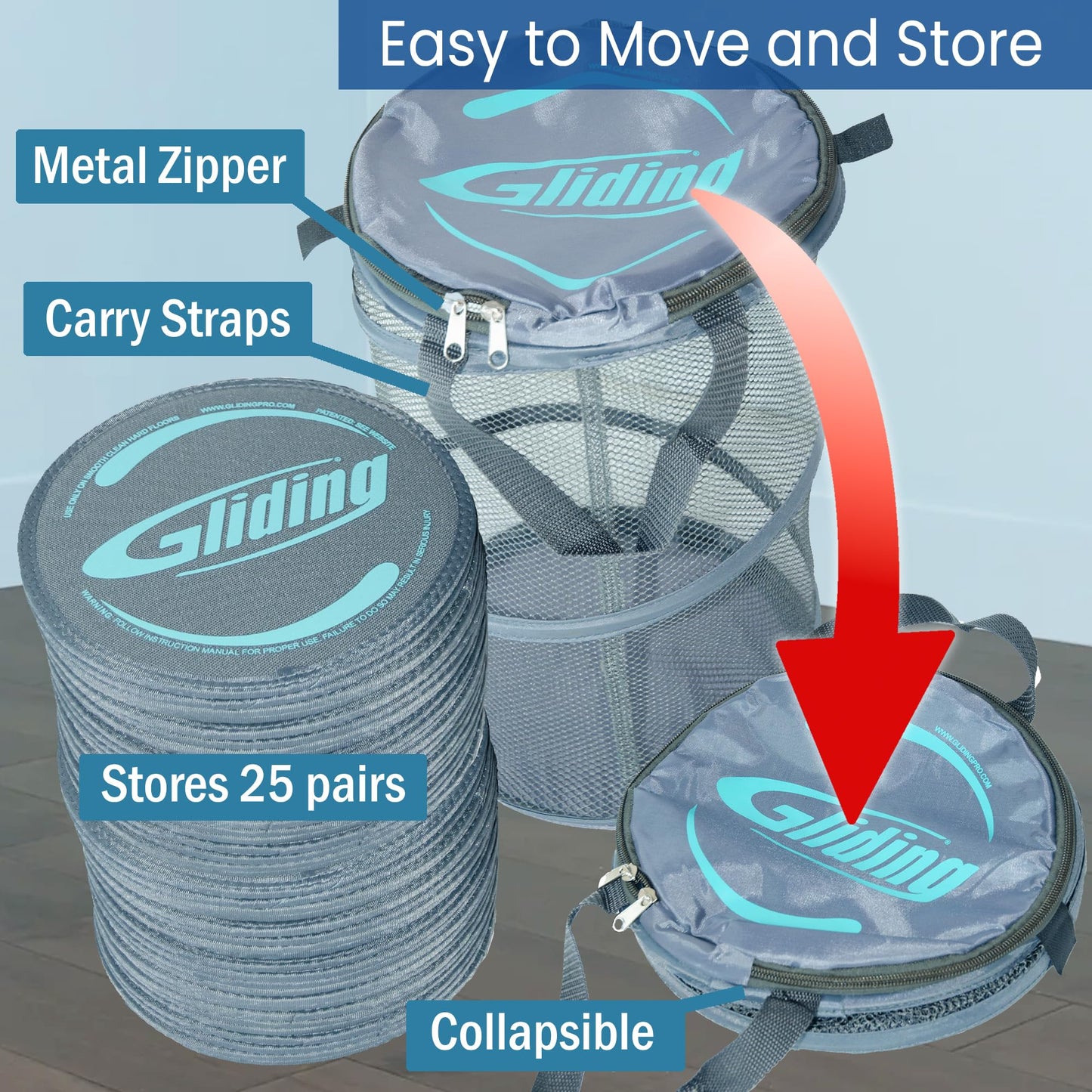 Gliding Exercise Discs: Club Pack for Hardwood Floors (25 Pair, Grey) Workout Sliders in Bulk