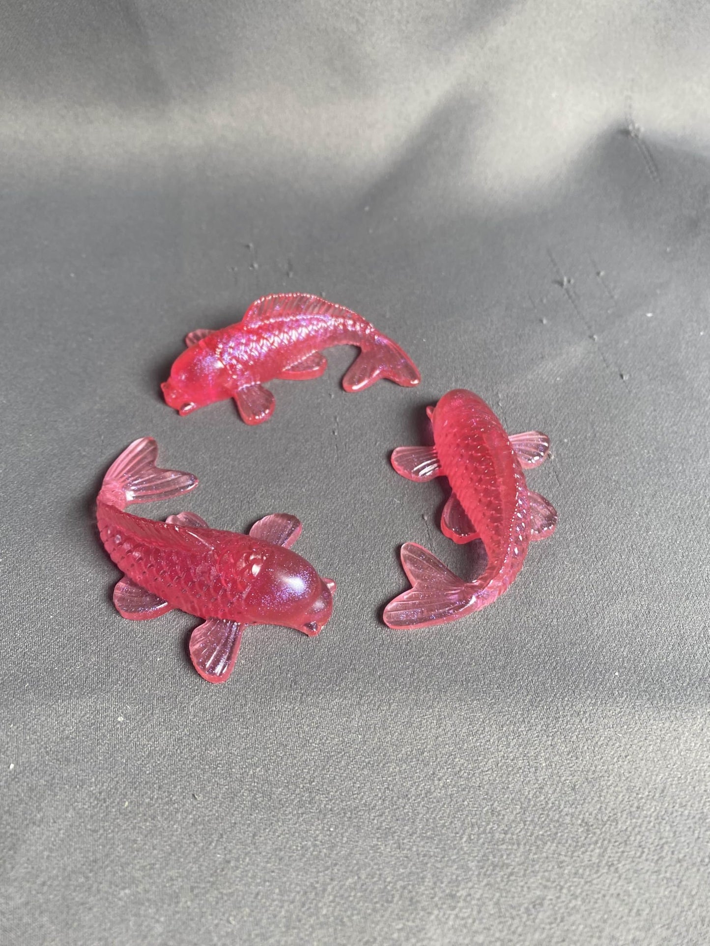 Universal Eminence Oceanic Elegance: Handcrafted Resin Koi Fish Sculptures - 3 Pack (Ruby Red)