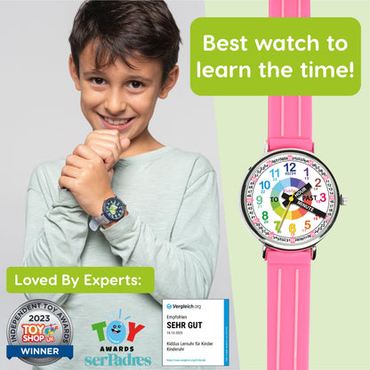 Kiddus Educational Watches for Girls. Children Watch to Learn Time. Analogue First Watch for Kids from 5 Years Old. Time Teacher Exercices Included
