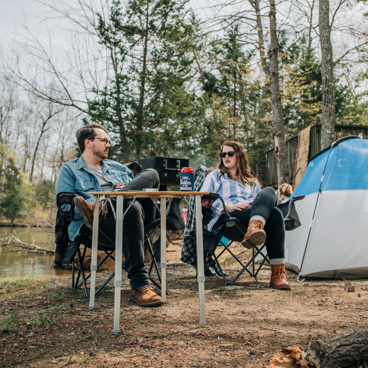 Camco Bamboo Folding Camping Table with Aluminum Legs - Natural Bamboo Top Measures 25 ½ x 19 ¾-inches & Supports Up to 85lbs - Lightweight for Added Portability & Includes Storage Bag (51895)
