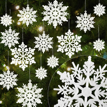 Christmas Snowflake Decorations Indoor, 36pcs White Flocked Christmas Snowflake Ornaments, Hanging Velvet Snow Flakes for Xmas Tree Decoration Winter Wonderland Party Baby Shower Holiday Home Decor