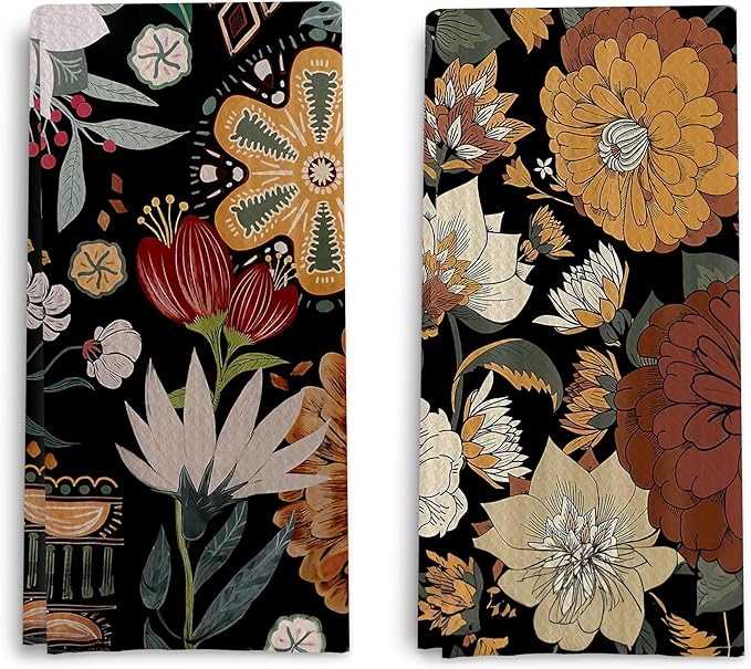 Abstract Floral Kitchen Dish Towels