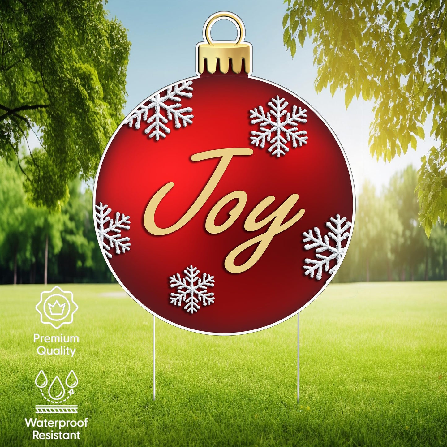 Christmas Ornament Joy Red Classic Yard Sign for Home Decor and Lawn Decoration With Stakes Merry Christmas Sign
