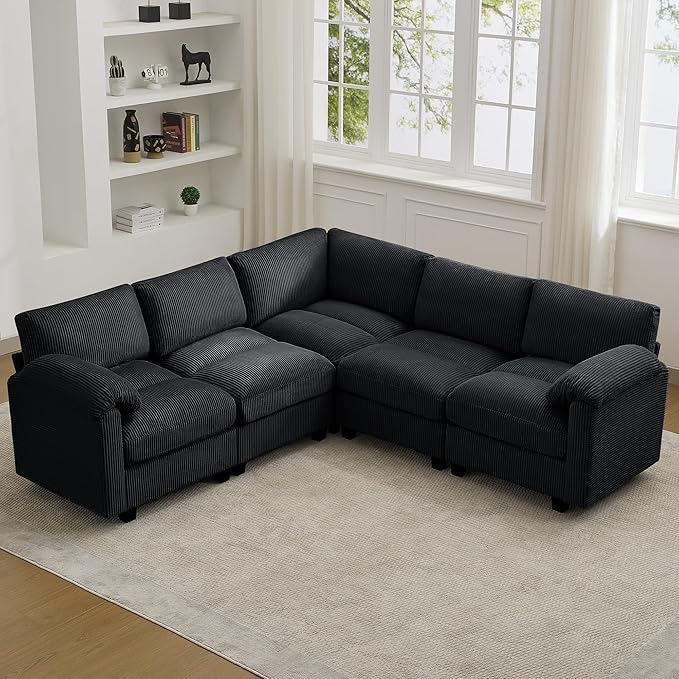 87'' V-Shaped Sectional Sofa Couch, 5-Seater Modular Couches