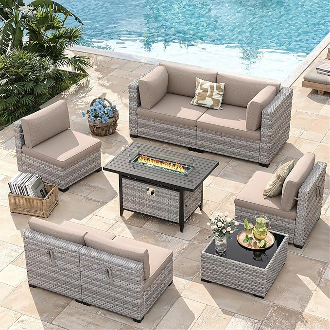 6-Seat Modern Outdoor Wicker Rattan Patio Furniture Set