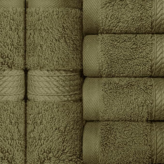 Superior Solid Egyptian Cotton Face Towel Set, Forest Green