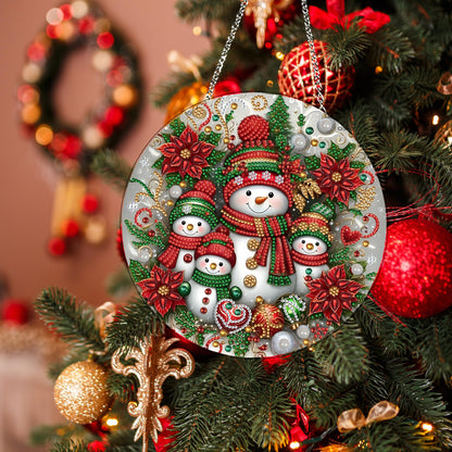 DIY Diamond Art Painting Wreath Kits，Special Shaped Rhinestone Hanging Ornament Diamond Art Window Pendants for Gift Home Garden Wall Hanging Kits,Double Sided (Snowman-1)