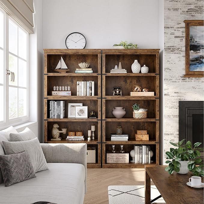 GarveeHome 5 Tier Farmhouse Bookcase, 67.4" Tall Book Shelf