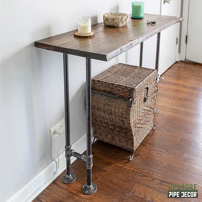 Restore by Pipe DÉCOR Live Edge Wood Console Table 48 in. x 16 in. x 34 in.